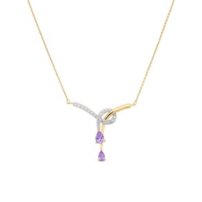 Collier 750/18 K Gelbgold mit Amethysten und Diamanten 0.03ct.