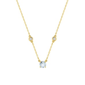 Collier 750/18 K Gelbgold mit Aquamarin & Zirkonia