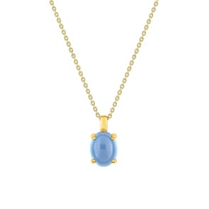 Collier or jaune 750/18 ct avec topaze bleue traitée