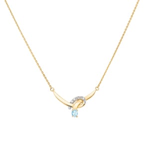 Collier 750/18 K Gelbgold mit Blautopas oval und Diamanten 0.02ct.