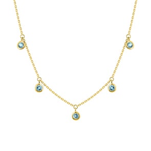Collier 750/18 K Gelbgold mit Blautopasen