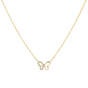 Collier 750/18 K Gelbgold mit Diamanten 0.04 ct H/si, Schmetterling