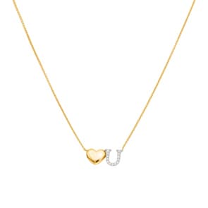 Collier or jaune 750/18 ct avec diamants 0.05ct H/si, Love You