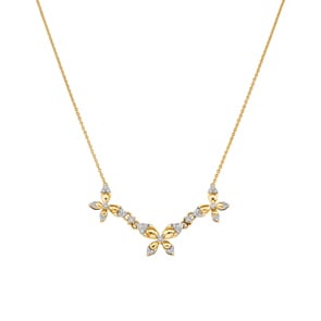 Collier 750/18 K Gelbgold mit Diamanten 0.25 ct H/si, Schmetterlinge 