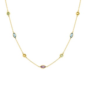 Collier 750/18 K Gelbgold mit Farbsteinen