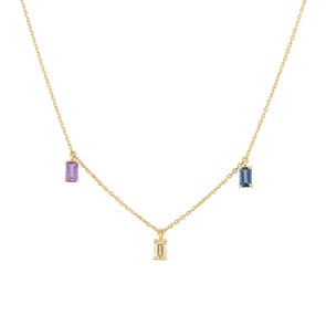Collier 750/18 K Gelbgold mit Farbsteinen