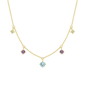 Collier 750/18 K Gelbgold mit Farbsteinen