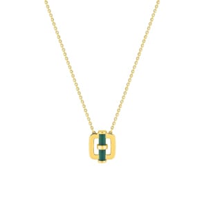 Collier or jaune 750/18 ct avec agate verte
