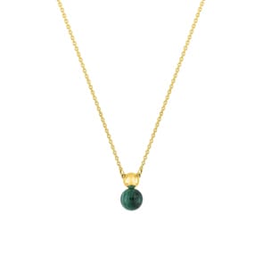 Collier 750/18 K Gelbgold mit Malachit 6mm