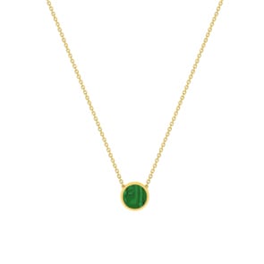 Collier or jaune 750/18 ct avec malachite 8mm
