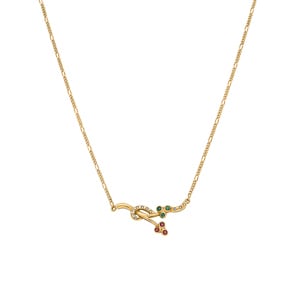 Collier 750/18 K Gelbgold mit Rubinen, Smaragden und Diamanten