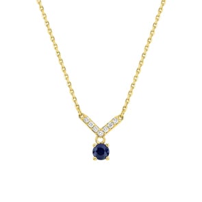 Collier 750/18 K Gelbgold mit Saphir & Diamanten 0.06 ct