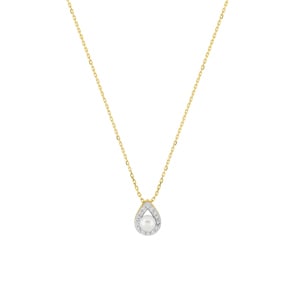 Collier 750/18 K Gelbgold mit Süsswasserzuchtperle & Zirkonia