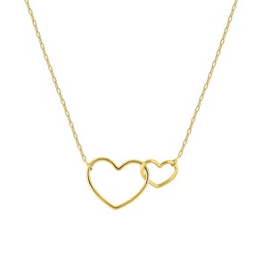 Collier or jaune 750/18 ct avec cœurs entremêlés