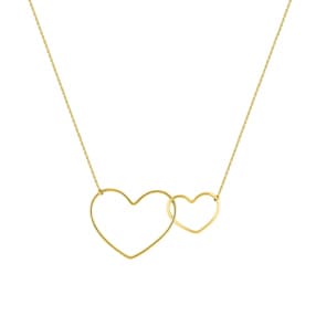 Collier or jaune 750/18 ct avec cœurs entremêlés