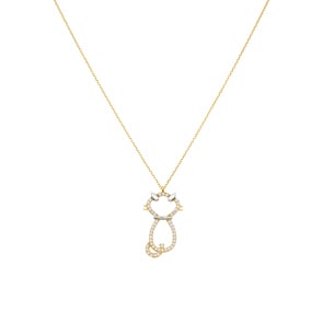 Collier 750/18 K Gelbgold mit Zirkonia, Katze