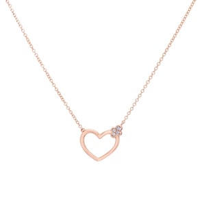 Collier 750/18 K Roségold Herz mit Diamanten 0.02 ct