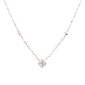 Collier or rosé 750/18 ct Trèfle avec diamants 0.21 ct H/si