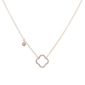 Collier 750/18 K Roségold mit Diamanten 0.09 ct H/si, Kleeblatt