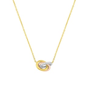 Collier 750/18 K Tricolor mit Diamanten 0.03ct. H/p1