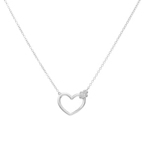 Collier 750/18 K Weissgold Herz mit Diamanten 0.02 ct