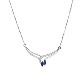 Collier 750/18 K Weissgold mit 2 Saphiren Marquise 0.22ct.