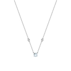Collier 750/18 K Weissgold mit Aquamarin & Zirkonia
