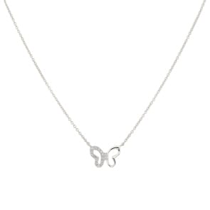 Collier or gris 750/18 ct avec diamants 0.04 ct H/si, Papillon