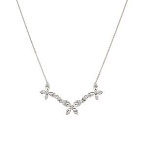 Collier 750/18 K Weissgold mit Diamanten 0.25 ct H/si, Schmetterlinge 