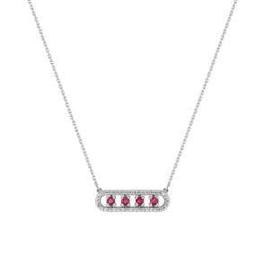 Collier 750/18 K Weissgold mit Rubinen & Zirkonia