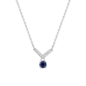 Collier 750/18 K Weissgold mit Saphir & Diamanten 0.06 ct