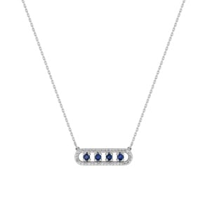 Collier 750/18 K Weissgold mit Saphiren & Zirkonia