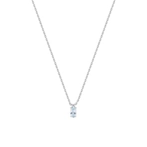 Collier 750/18 K Weissgold mit Aquamarin & Diamant 0.01 ct
