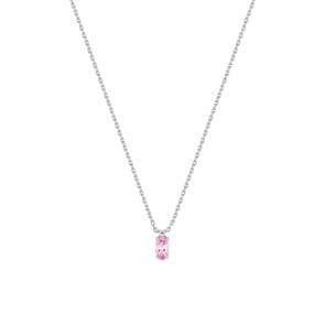 Collier 750/18 K Weissgold mit pinkem Saphir & Diamant 0.01 ct