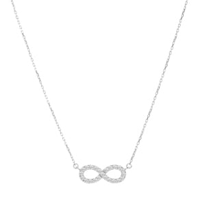Collier or gris 750/18 ct avec zircones, Infinity