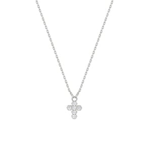 Collier 750/18 K Weissgold mit Zirkonia, Kreuz
