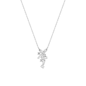 Collier 750/18 K Weissgold mit Zirkonia, Multi-Schliff