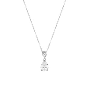 Collier 750/18 K Weissgold mit Zirkonia Tropfen / Rund