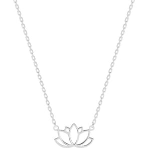Collier 925 Silber rhodiniert 42cm, Lotusblüte