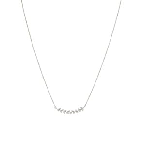 Collier 925 Silber rhodiniert mit Zirkonia 43cm, Lorbeerzweig