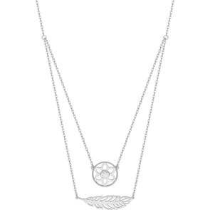 Collier 925 Silber rhodiniert mit Zirkonia 43cm, Traumfänger