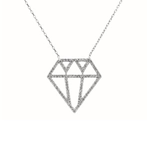 Collier 925 Silber rhodiniert mit Zirkonia, Diamantmotiv