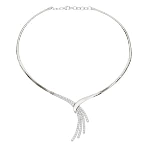 Collier 925 Silber rhodiniert mit Zirkonia pavé 42cm