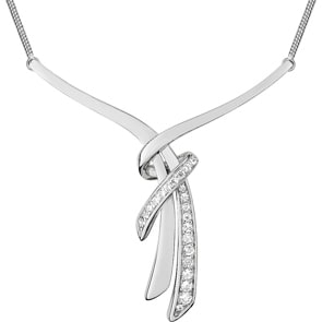 Collier 925 Silber rhodiniert mit Zirkonia pavé 43cm