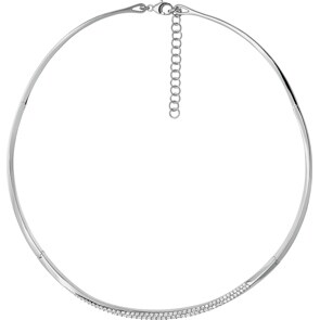 Collier 925 Silber rhodiniert mit Zirkonia pavé 45cm