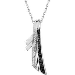 Collier 925 Silber rhodiniert mit Zirkonia schwarz / weiss 43cm