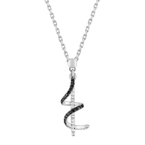 Necklace 925 Silver rhodium-plated with black and white Cubic Zirconia 43cm