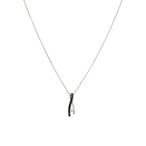 Collier 925 Silber rhodiniert mit Zirkonia schwarz / weiss 43cm