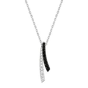 Collier 925 Silber rhodiniert mit Zirkonia schwarz / weiss 43cm