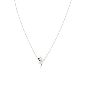 Collier 925 Silber rhodiniert mit Zirkonia schwarz / weiss 43cm, Fee